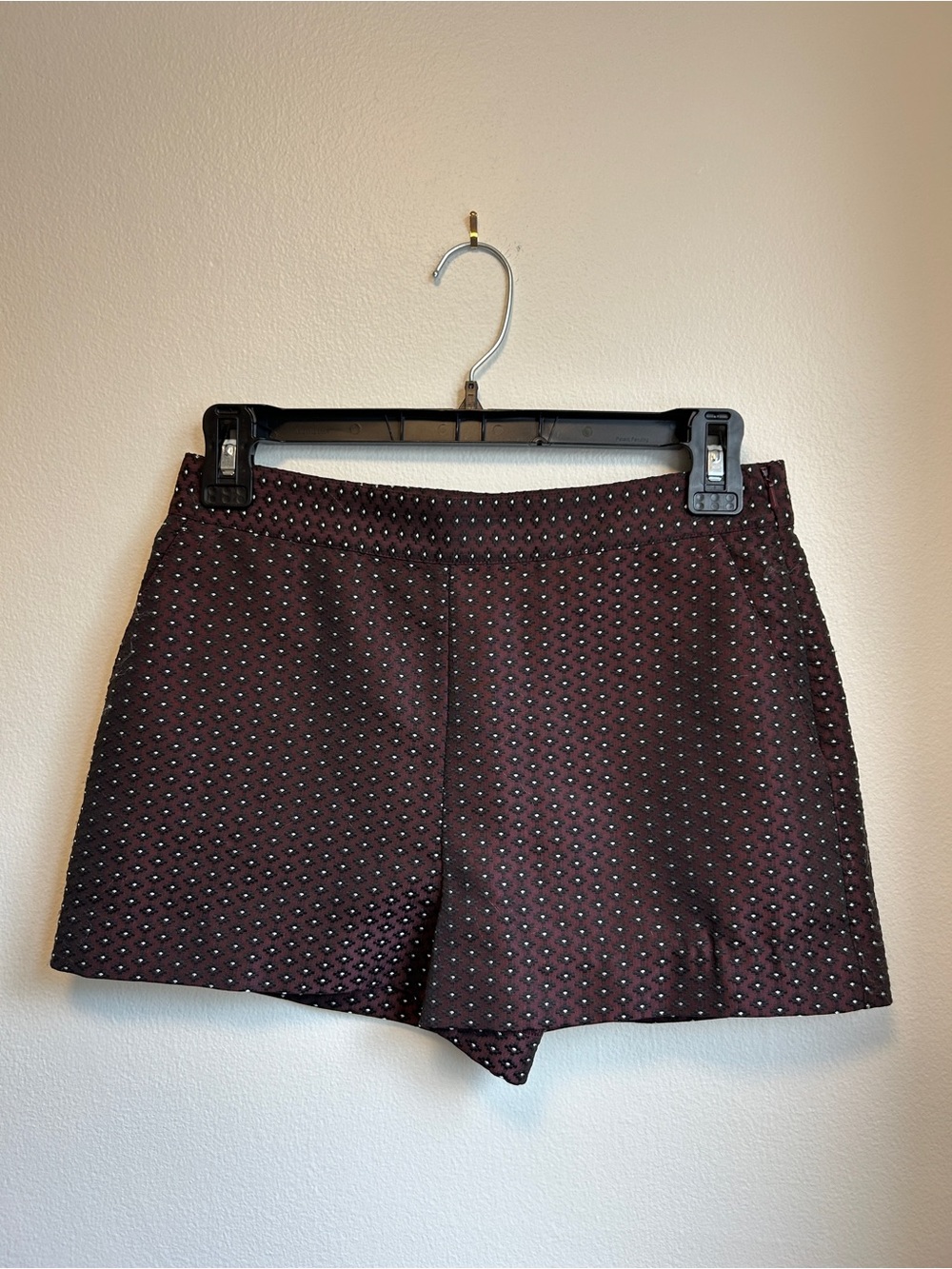 Tildon Burgundy Studded High-Waist Shorts